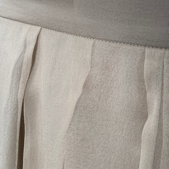 BRUNELLO CUCINELLI 8 Beige Taupe Silk Pleated Asymmetrical High Low Long Skirt - Picture 4 of 9